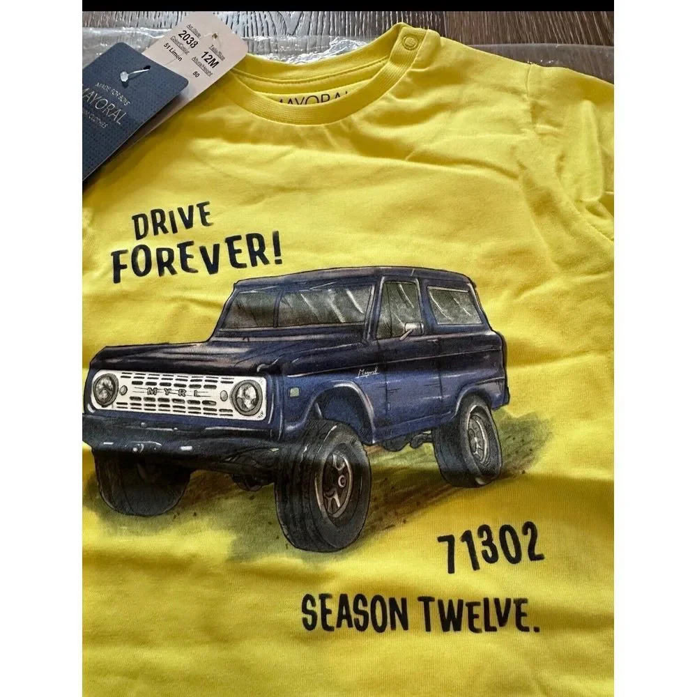 NWT mayoral bronco truck vintage yellow longsleeve‎ top 12 mos